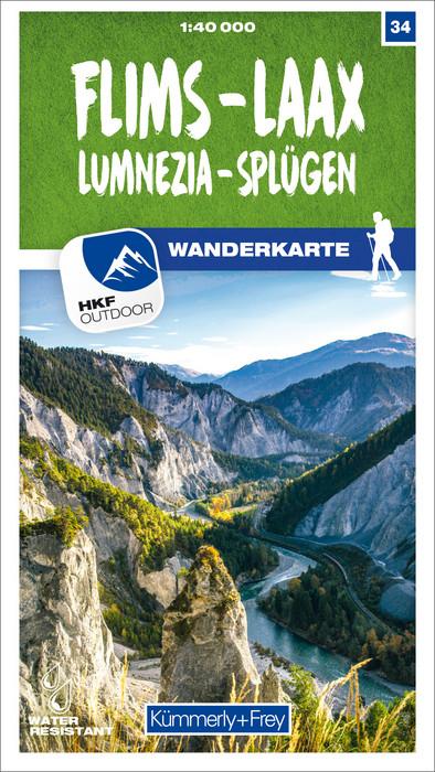 Carte de randonnée n° 34 - Flims, Laax, Lumnezia, Splügeng (Suisse) | Kümmerly & Frey-1/40 000 carte pliée Kümmerly & Frey 
