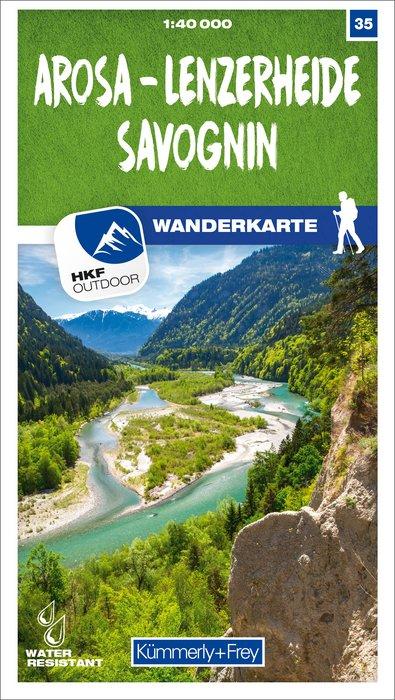 Carte de randonnée n° 35 - Arosa, Lenzerheide, Savognin (Suisse) | Kümmerly & Frey-1/40 000 carte pliée Kümmerly & Frey 