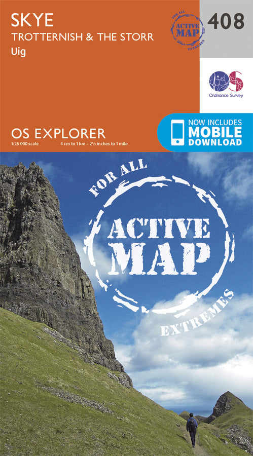 Carte de randonnée n° 408 - Skye, Trotternish, The Storr (Grande Bretagne) | Ordnance Survey - Explorer carte pliée Ordnance Survey Plastifiée 