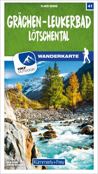 Carte de randonnée n° 41 - Grächen, Leukerbad, Lötschental (Suisse) | Kümmerly & Frey-1/40 000 carte pliée Kümmerly & Frey 