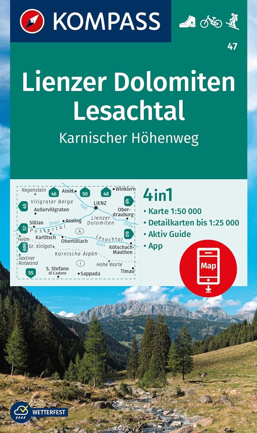 Carte de randonnée n° 47 - Lienzer Dolomiten, Lesachtal (Tyrol, Autriche) | Kompass carte pliée Kompass 
