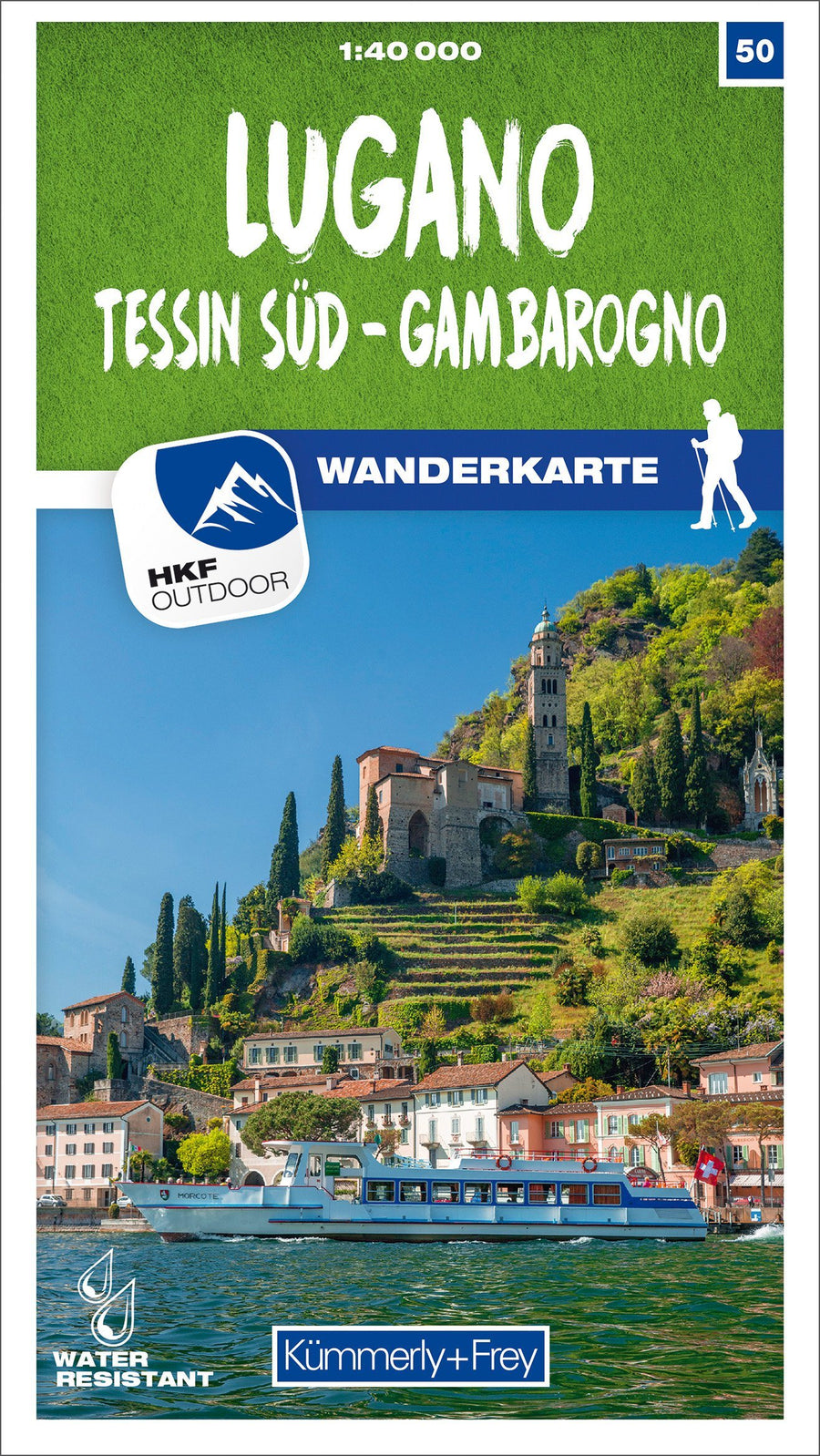 Carte de randonnée n° 50 - Lugano, Sottoceneri, Gambarogno (Suisse) | Kümmerly & Frey-1/40 000 carte pliée Kümmerly & Frey 