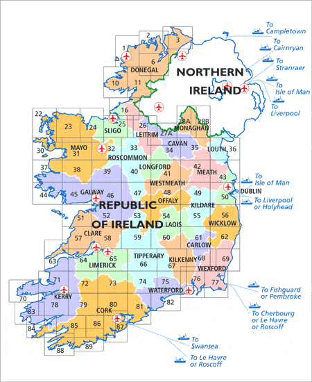 Carte de randonnée n° 54 - Laois, Offaly, Tipperary (Irlande) | Ordnance Survey - série Discovery carte pliée Ordnance Survey Ireland 