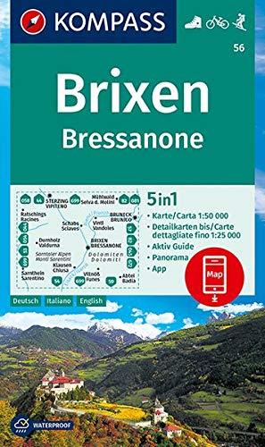 Carte de randonnée n° 56 - Brixen, Bressanone + Guide (Italie) | Kompass carte pliée Kompass 
