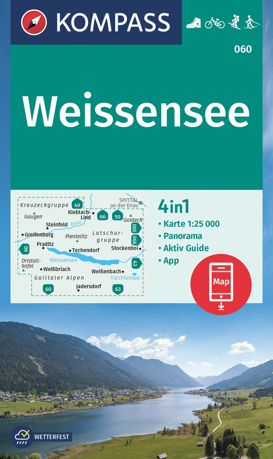 Carte de randonnée n° 60 - Weissensee (Autriche) | Kompass carte pliée Kompass 