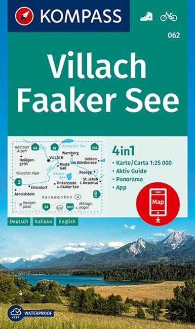 Carte de randonnée n° 62 - Villach, Faaker See (Autriche) | Kompass carte pliée Kompass 