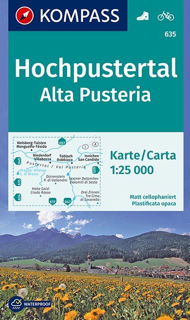 Carte de randonnée n° 635 - Hochpustertal, Alta Pusteria (Italie) | Kompass carte pliée Kompass 