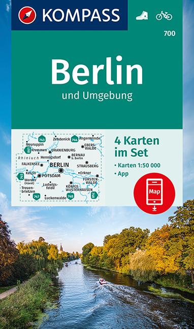 Carte de randonnée n° 700 - Berlin & environs (lot de 4 cartes) | Kompass carte pliée Kompass 