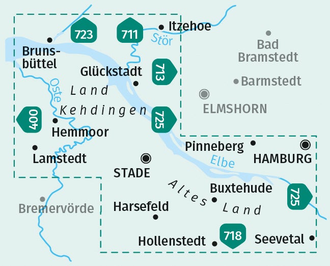 Carte de randonnée n° 726 - Hamburg, Altes Land + Aktiv Guide (Allemagne) | Kompass carte pliée Kompass 