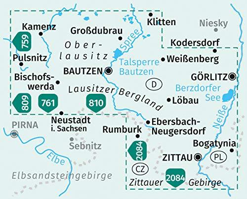 Carte de randonnée n° 811 - Oberlausitz, Zittauer Gebirge/Lausitzer Bergland (Allemagne) | Kompass carte pliée Kompass 