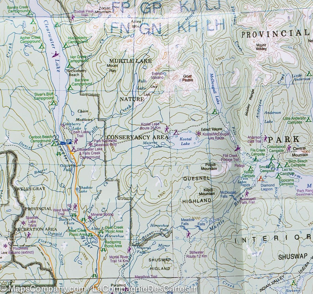 Carte de randonnée &#8211; Parc Wells Gray (Colombie Britannique) | ITM - La Compagnie des Cartes