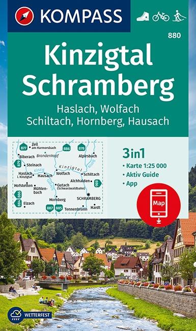 Carte de randonnée n° 880 - Kinzigtal Schramberg + Aktiv Guide (Allemagne) | Kompass carte pliée Kompass 