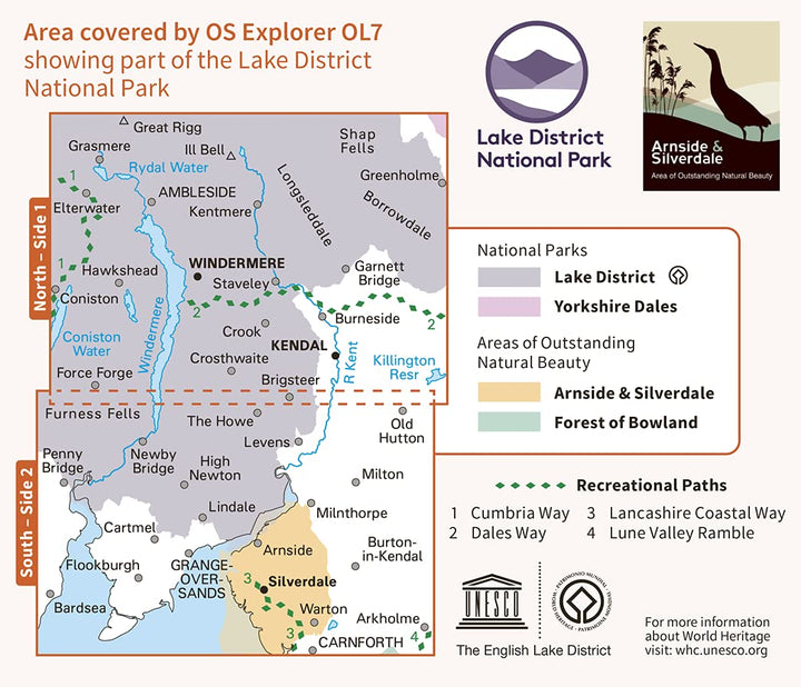 Carte de randonnée n° OL007 - English Lakes - South Eastern area (Grande Bretagne) | Ordnance Survey - Explorer carte pliée Ordnance Survey 