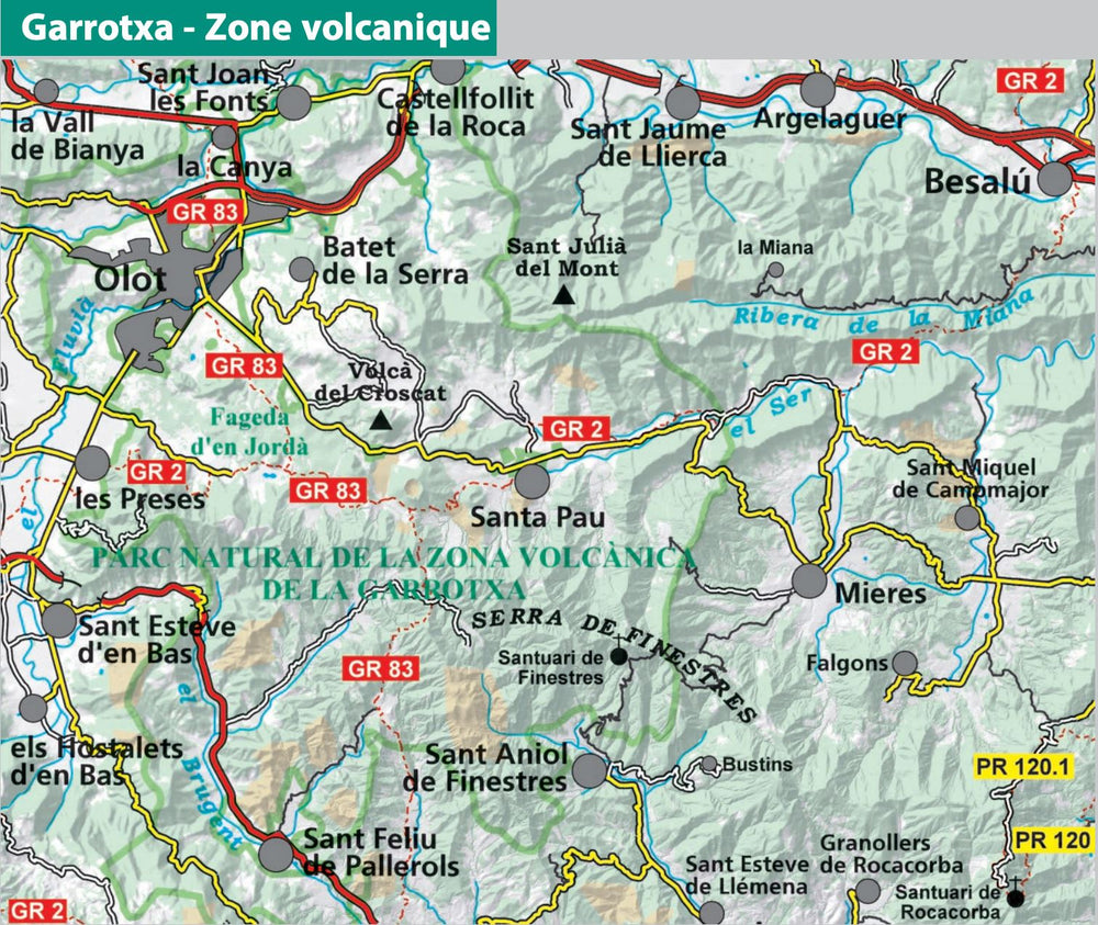Carte de randonnée - Parc naturel de la zone Volcanique de la Garrotxa (Catalogne) | Alpina carte pliée Editorial Alpina 