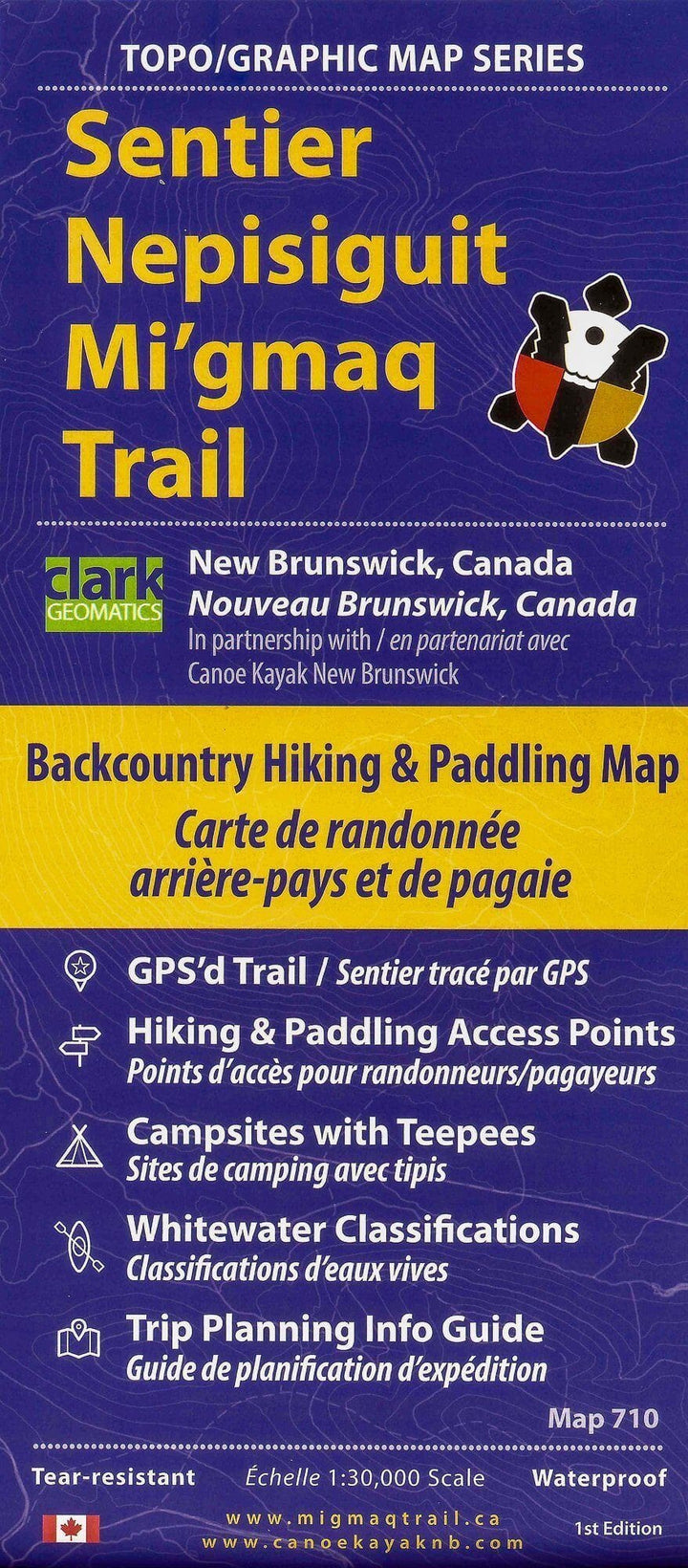 Hiking / Paddling map of the Nepisiguit Mi’gmaq Trail and River | Mi'gmaq Trail Association Hiking Map 