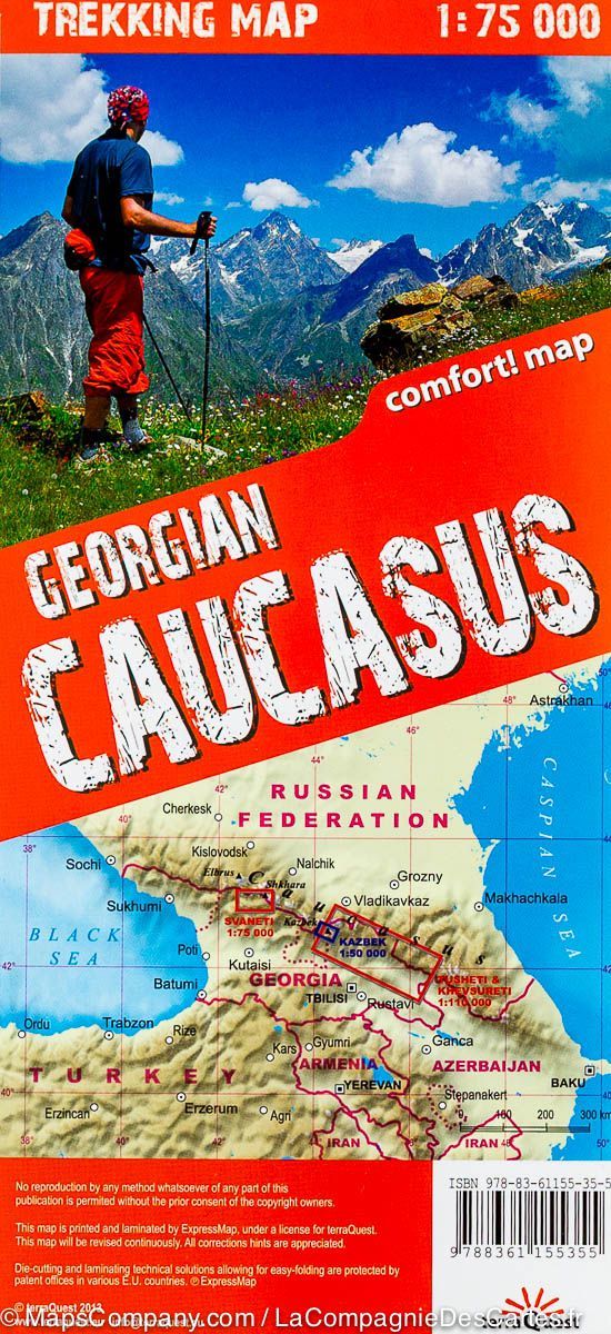 Carte de randonnée plastifiée - Caucase | TerraQuest carte pliée Terra Quest 