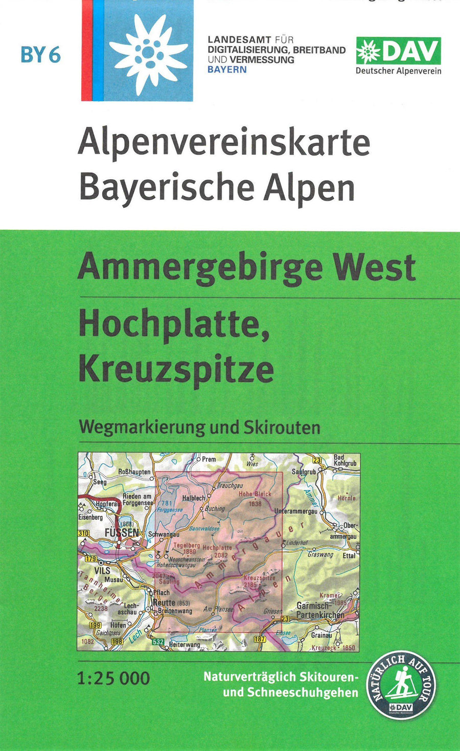 Carte de randonnée & ski - Ammergebirge Ouest, Hochplatte, Kreuzspitze, n° BY06 (Alpes bavaroises) | Alpenverein carte pliée Alpenverein 