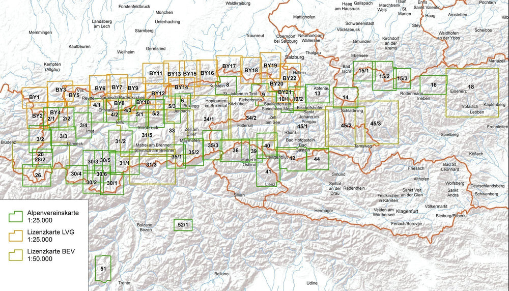 Carte de randonnée & ski - Mangfallgebirge Sud Guffert, Unnütz, Juifen, n° BY14 (Alpes bavaroises) | Alpenverein carte pliée Alpenverein 