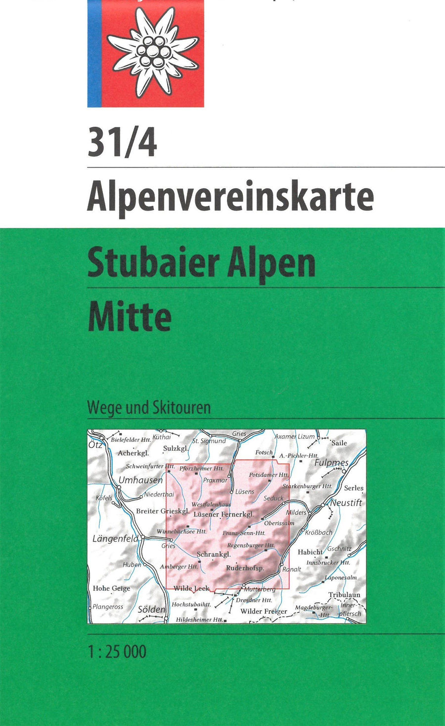 Carte de randonnée & ski - Stubaier Alpen Mitte, n° 31/4 (Alpes autrichiennes) | Alpenverein carte pliée Alpenverein 