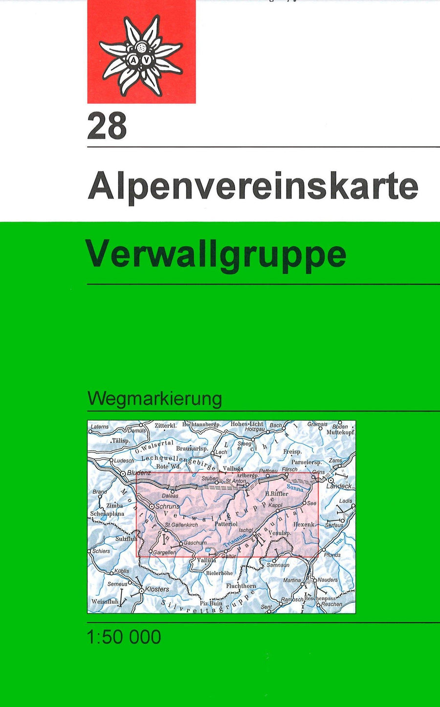Carte de randonnée - Verwallgruppe, n° 28 (Alpes autrichiennes) | Alpenverein carte pliée Alpenverein 