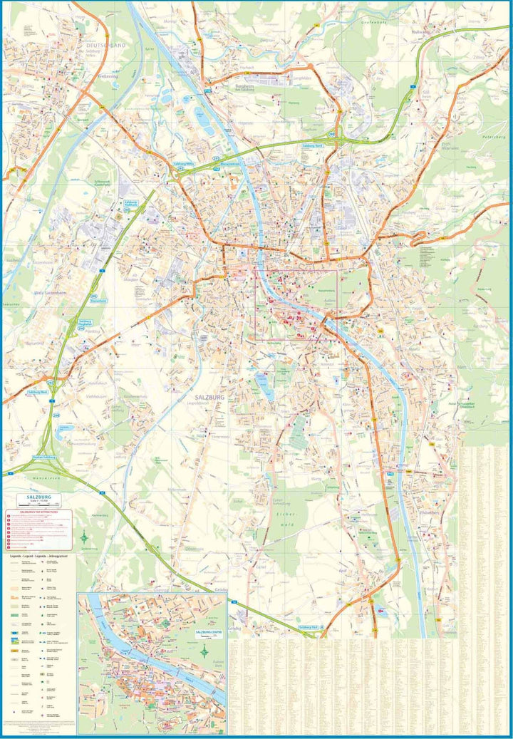 Plan de Salzbourg & Carte de voyage de l'ouest de l'Autriche | ITM - La Compagnie des Cartes