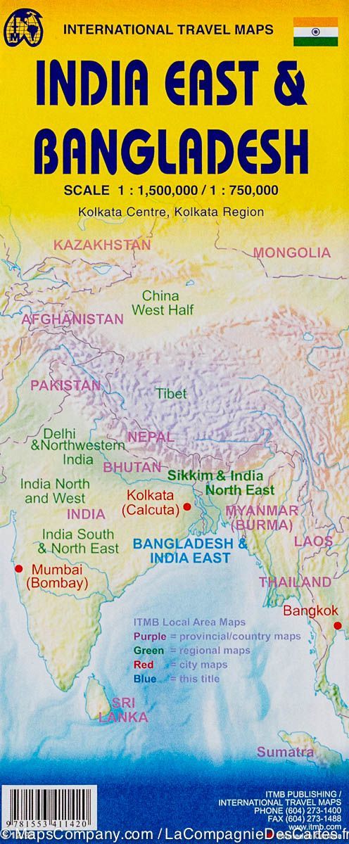 Carte du Bangladesh et de l&rsquo;Inde Est | ITM - La Compagnie des Cartes