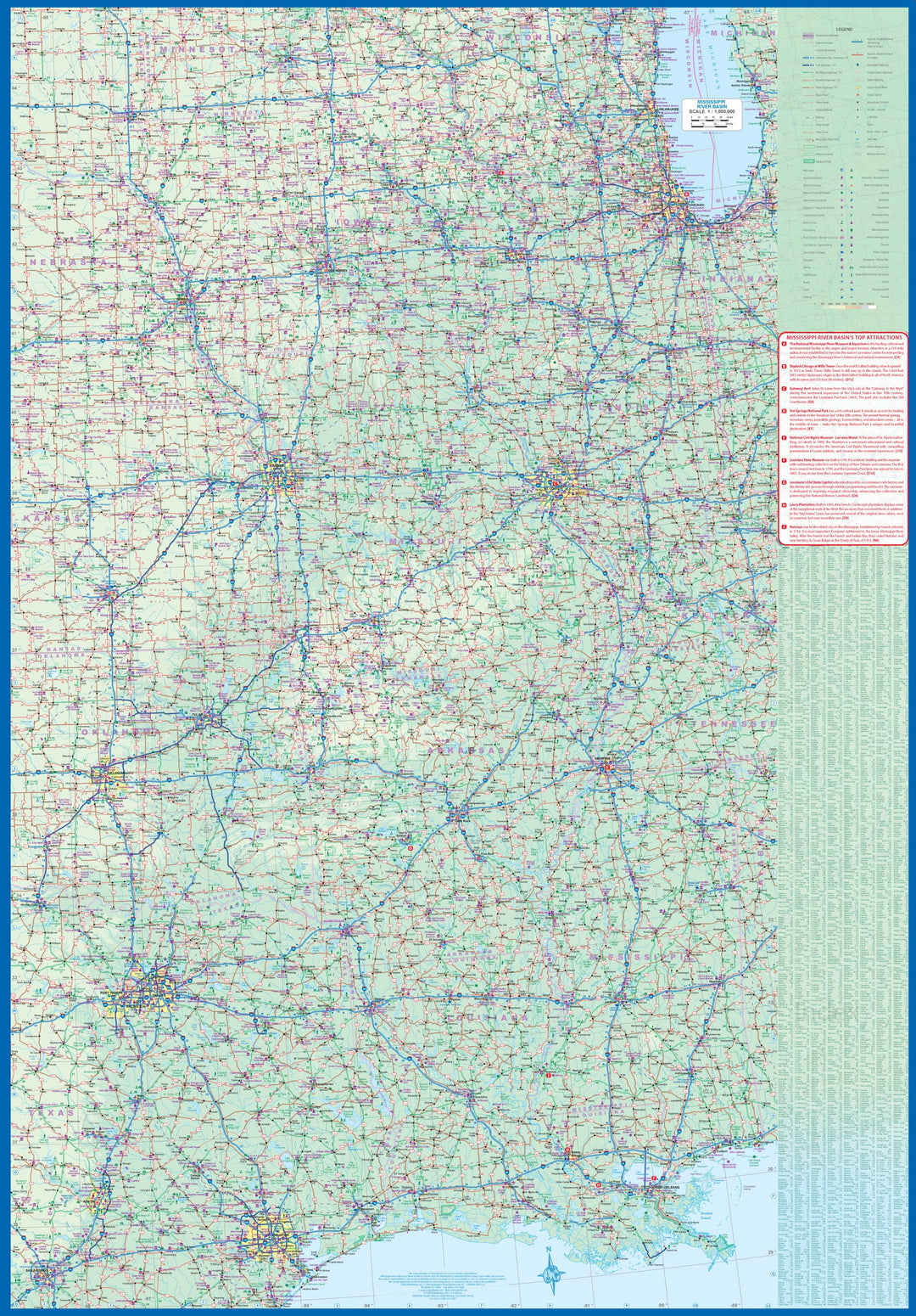 Carte de voyage - Bassin du Mississippi & plan de la Nouvelle-Orléans | ITM carte pliée ITM 