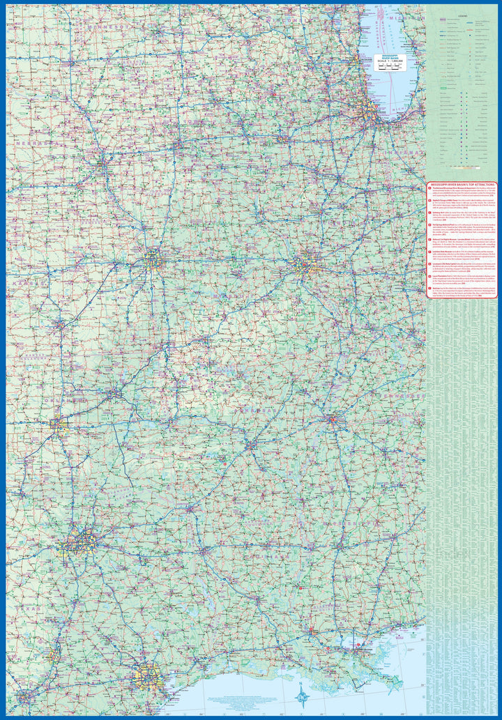 Carte de voyage - Bassin du Mississippi & plan de la Nouvelle-Orléans | ITM carte pliée ITM 