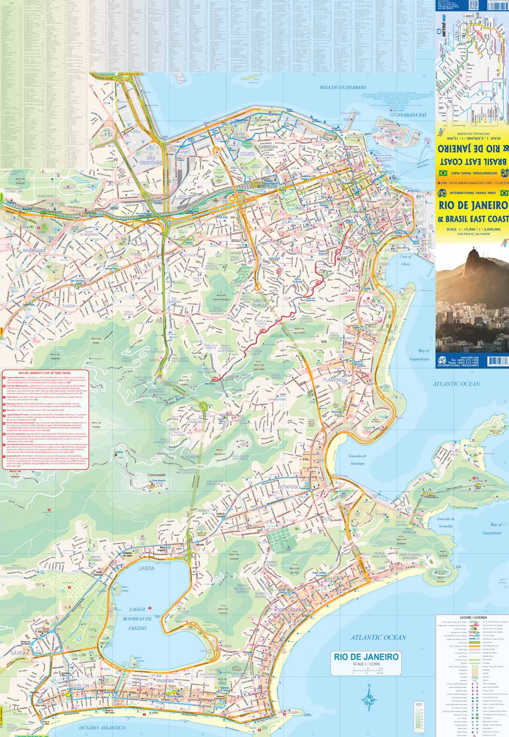 Carte de voyage - Brésil : Côte est & Plan de Rio de Janeiro | ITM carte pliée ITM 