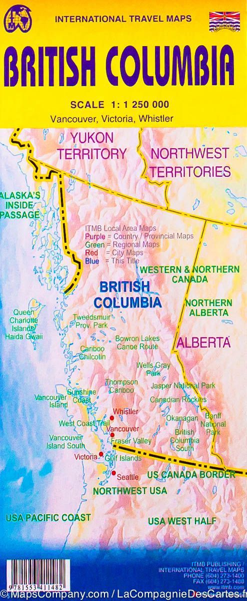 Carte de voyage - Colombie Britannique (Canada) | ITM carte pliée ITM 