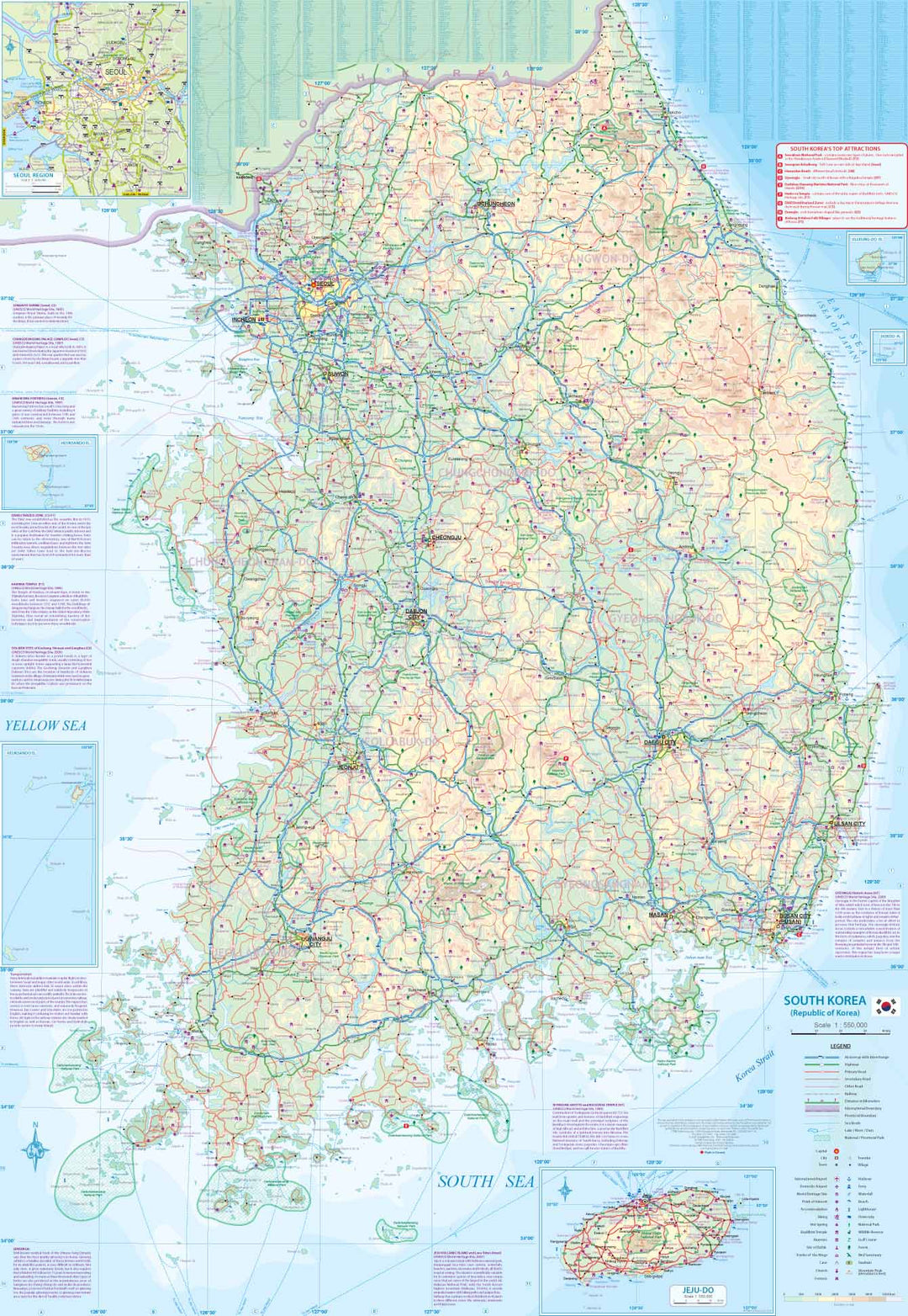 Carte de voyage - Corée du Nord et du Sud | ITM carte pliée ITM 