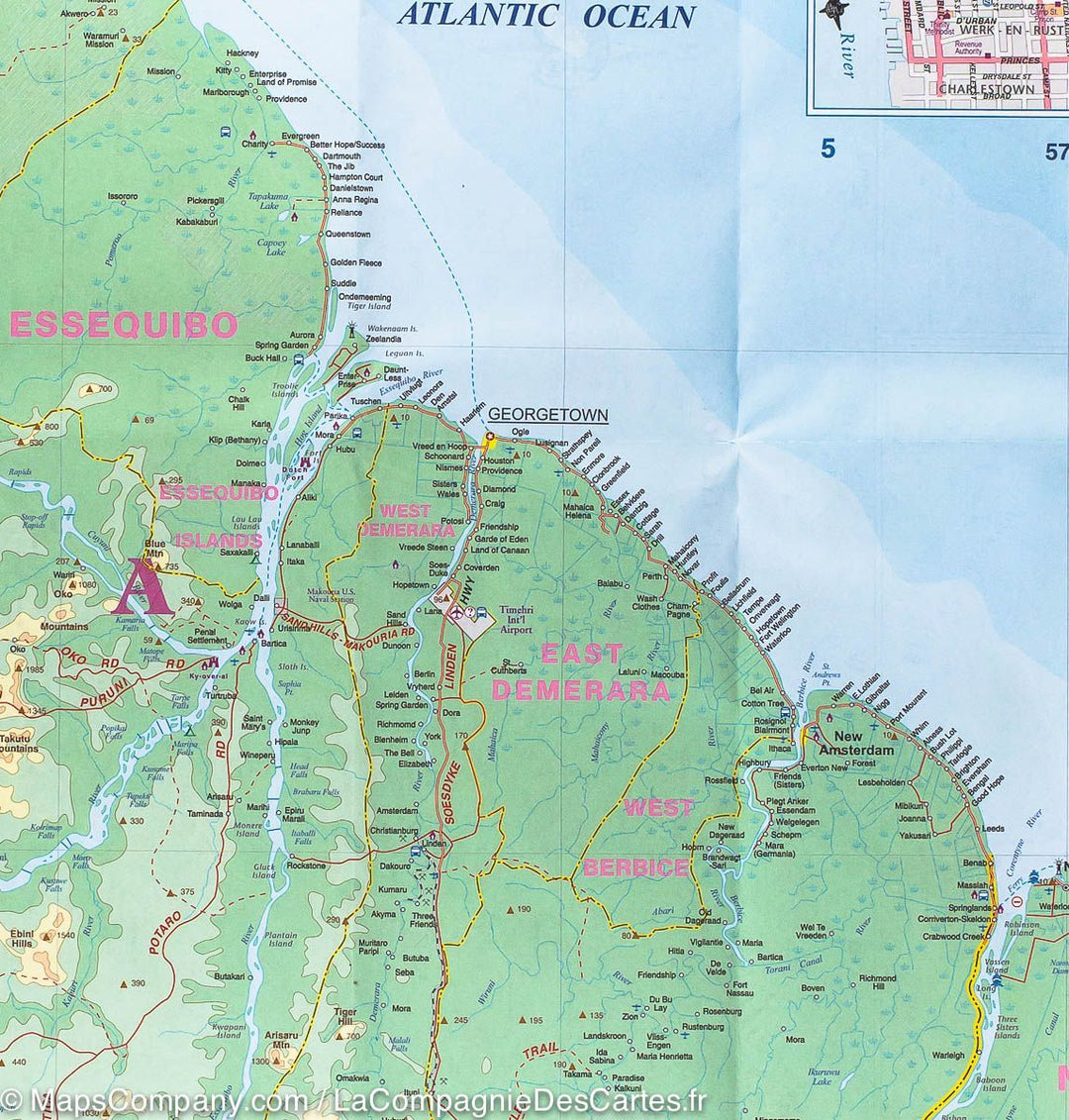 Carte du Guyana, Suriname et Guyane Française | ITM - La Compagnie des Cartes