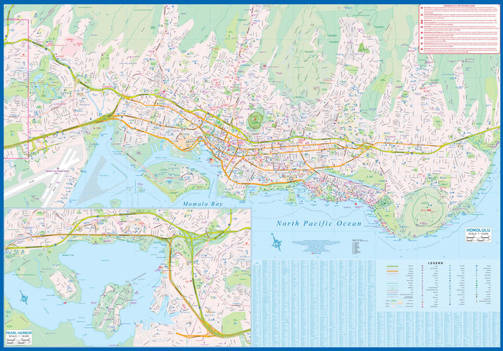 Carte de voyage - Honolulu (Waikiki à Pearl Harbour) & Oahu | ITM carte pliée ITM 
