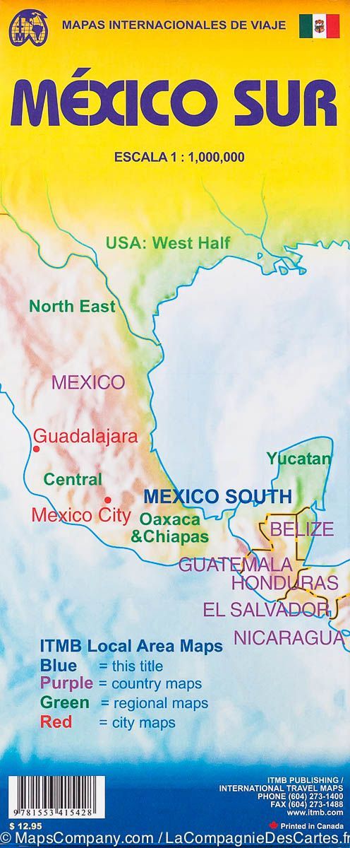 Carte de voyage du sud du Mexique | ITM - La Compagnie des Cartes
