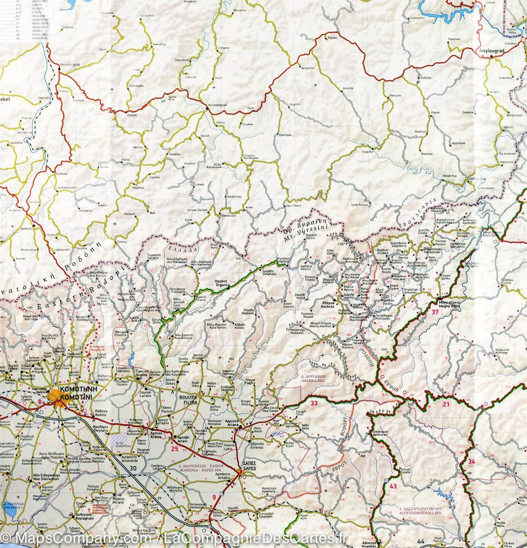 Carte de la Thrace et de l&rsquo;est de la Macédoine (région administrative grecque) | Terrain Cartography - La Compagnie des Cartes