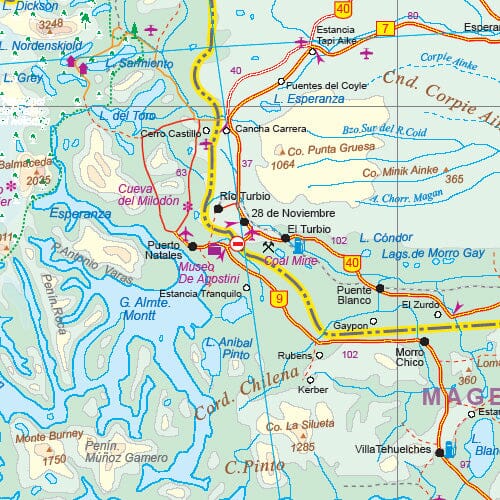 Carte de voyage - Patagonie (routes et chemins de fer) | ITM carte pliée ITM 