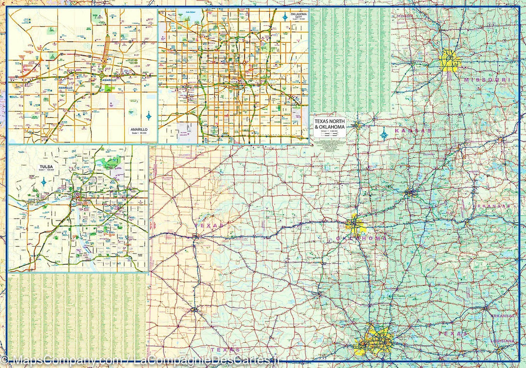 Carte de voyage - Texas & Oklahoma | ITM carte pliée ITM 