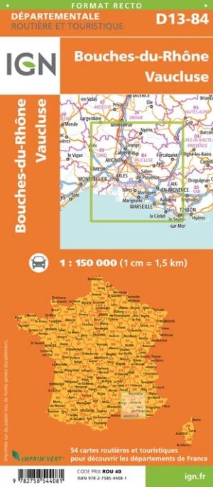 Carte départementale D13-84 - Bouches-du-Rhône & Vaucluse- VERSION MURALE ET PLASTIFIEE | IGN carte murale grand tube IGN 