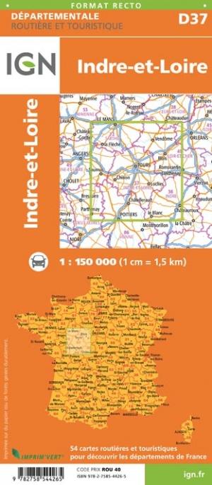 Carte départementale D37 - Indre-et-Loire | IGN carte pliée IGN 