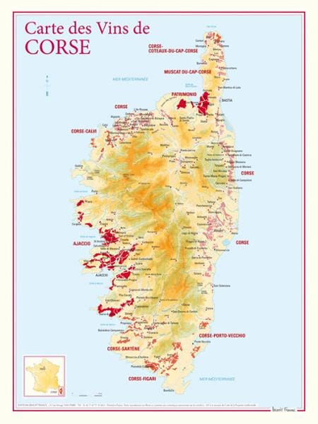 Carte des vins de Corse carte pliée BENOIT FRANCE 