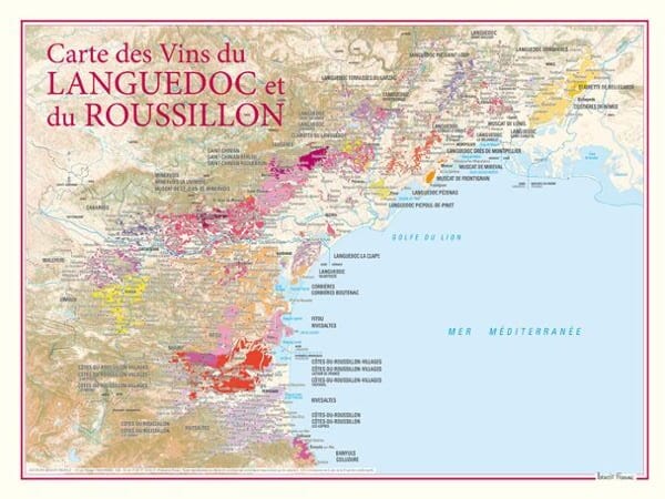 Carte des vins du Languedoc et du Roussillon carte pliée BENOIT FRANCE 