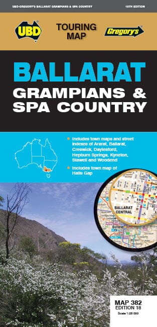 Carte détaillée n° 382 - Ballarat & Grampians (Victoria) | UBD Gregory's carte pliée UBD Gregory's 
