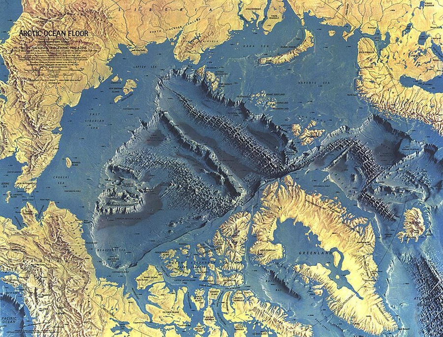 1971 Arctic Ocean Floor Map Wall Map 