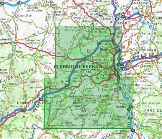 Carte IGN TOP 75 n° 15 - Chaînes des Puys & Massif du Sancy carte pliée IGN 