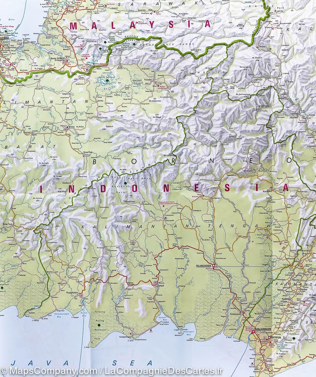 Carte imperméable - Kalimantan (Bornéo), de l'est de la Malaisie & Brunei | Nelles Map carte pliée Nelles Verlag 