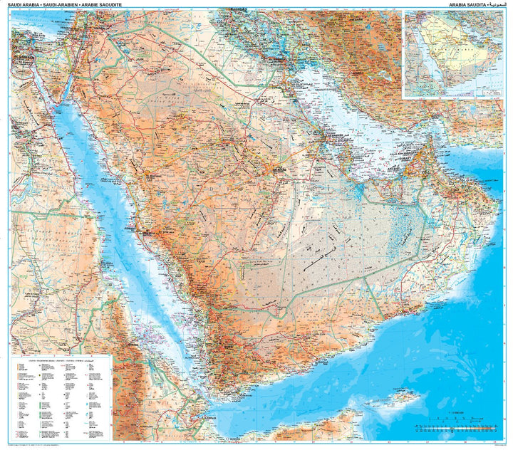 Carte murale - Arabie Saoudite (géographique) | Gizi Map carte murale grand tube Gizi Map 