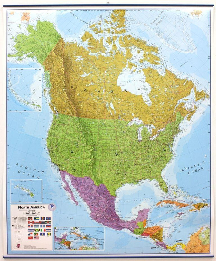 Carte murale – Amérique du Nord politique (en anglais) – 120 x 100 cm | Maps International - La Compagnie des Cartes