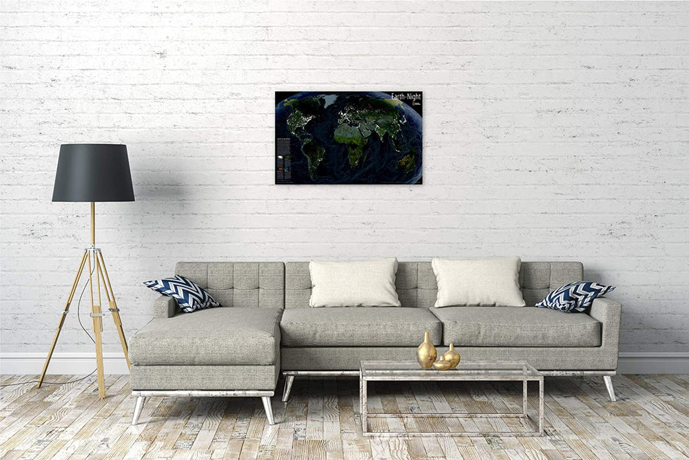 Carte murale (en anglais) - La Terre de nuit | National Geographic carte murale petit tube National Geographic 