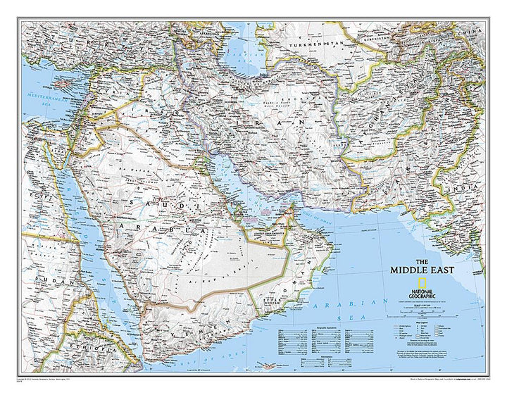 Carte murale (en anglais) - Moyen Orient | National Geographic carte murale petit tube National Geographic Plastifiée 