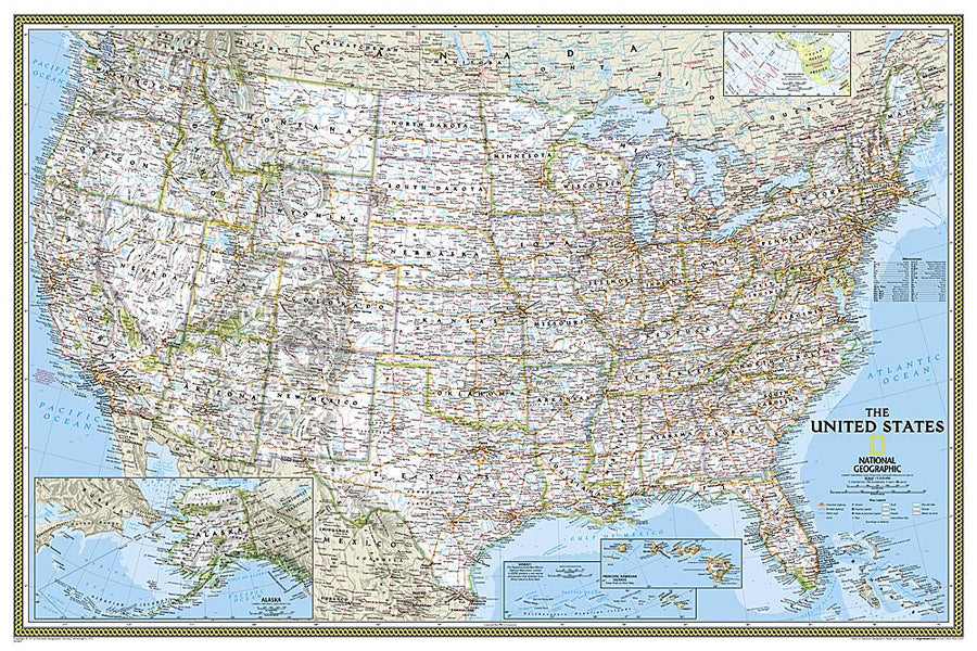 Carte murale (en anglais) - USA politique, format poster | National Geographic carte murale petit tube National Geographic Papier 